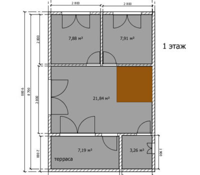 Планировка по проекту дома Заря-108 1 этаж